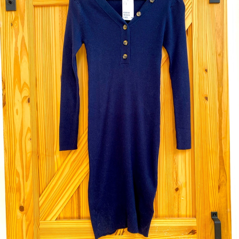 Navy Blue Maternity sweater dress with buttons!